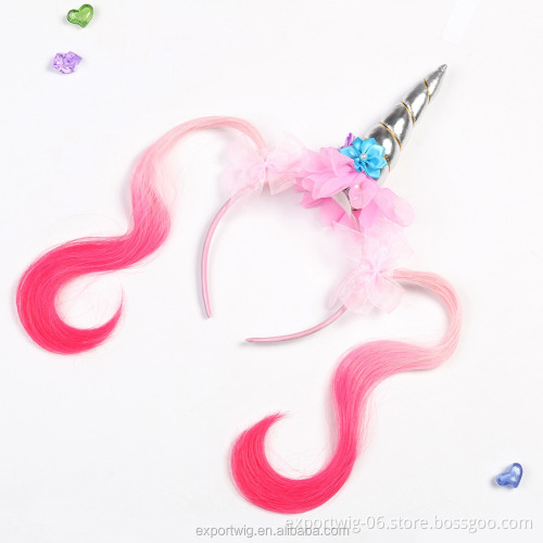 Wholesale Hair Accessories New Design Hair Band Kids Fabric Elastic Unicorn Headband Colorful Flower Hair Band for Baby Girl